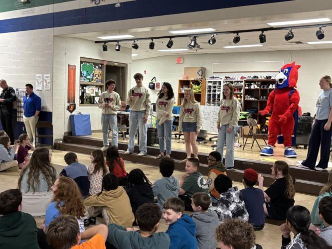 Spring Mills High School student leadership team talks about safety at Potomack Intermediate School