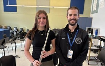 Aubrie Souers, who will attend the West Virginia Middle School All-State Band, with Band Director Matthew Blom.