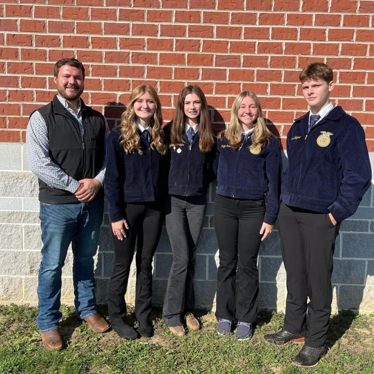 Pictured, from left, are Spring Mills High School FFA adviser Tyler Butts and FFA members Shyanne Stickles, McKenzie Phebus, Paige Knott and Grant Bolyard.