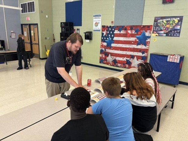 Martinsburg North Middle School students learn about the history of the American flag