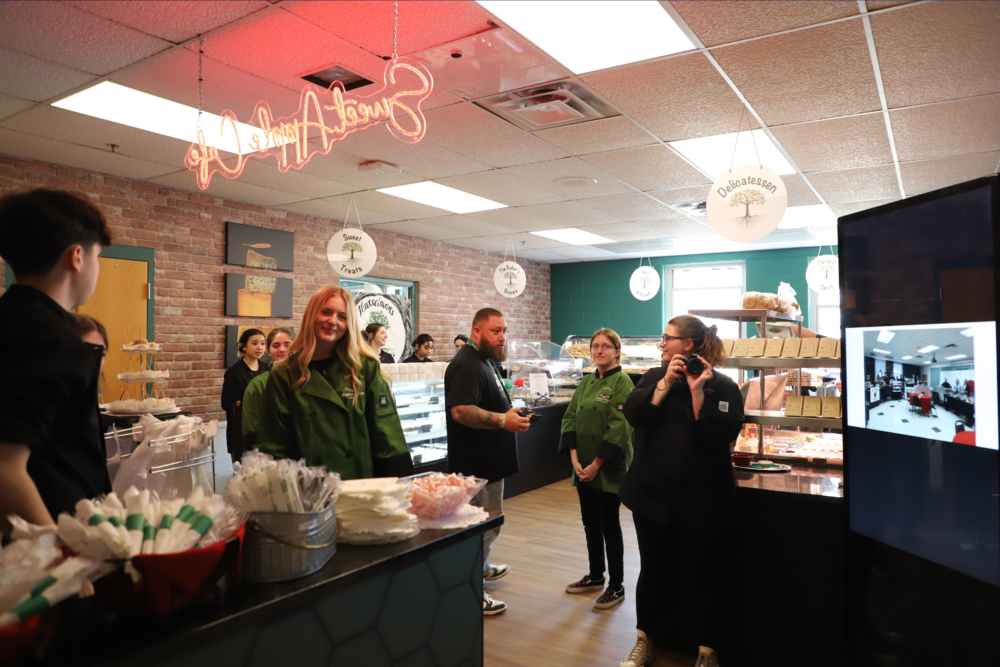 students in the new cafe
