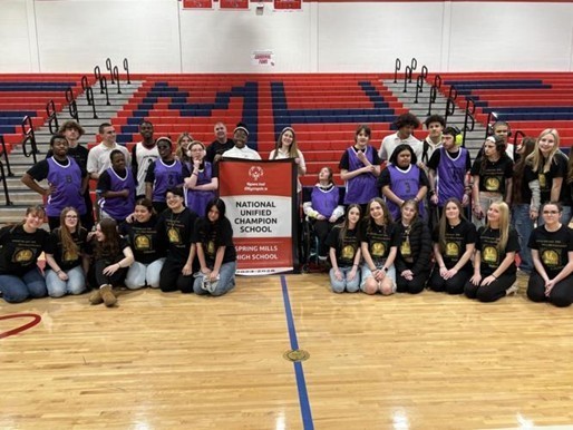 Spring Mills High School receives an official banner after being named a Unified Champion Banner School