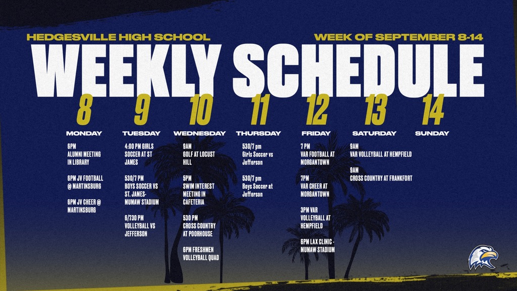 Schedule 9/8-9/14