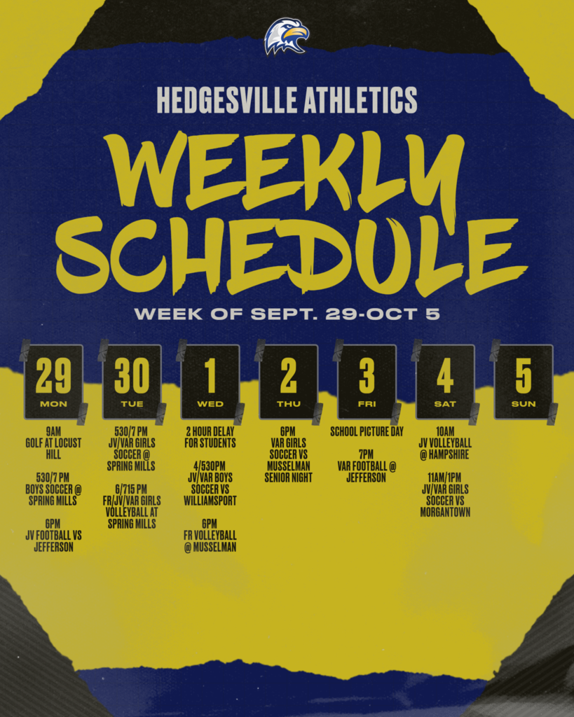 Week 9/29-10/5 schedule
