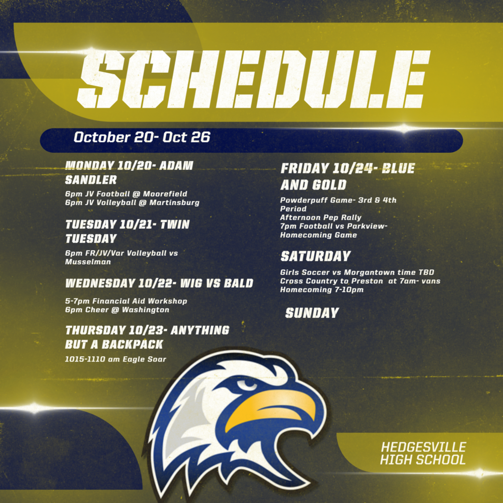 Schedule 10/20-10/26