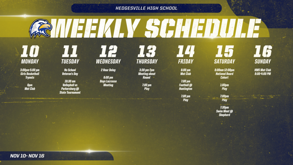 Schedule 11/10-11/16