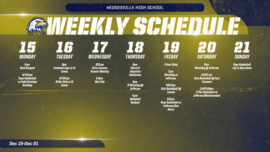 Schedule 12/15-12/21