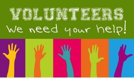 many hands with the words "volunteers, we need your help"