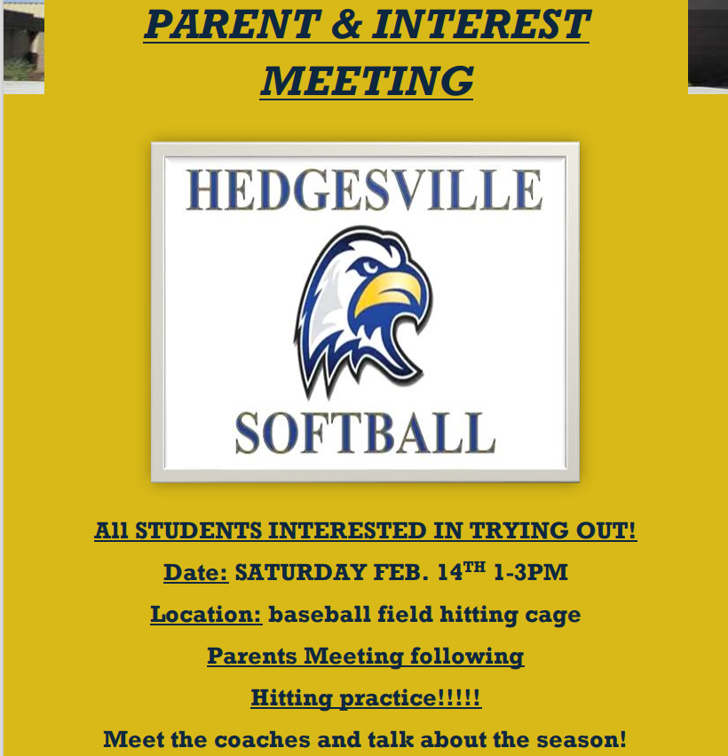 Softball Meeting 2/14/26 @ 3pm