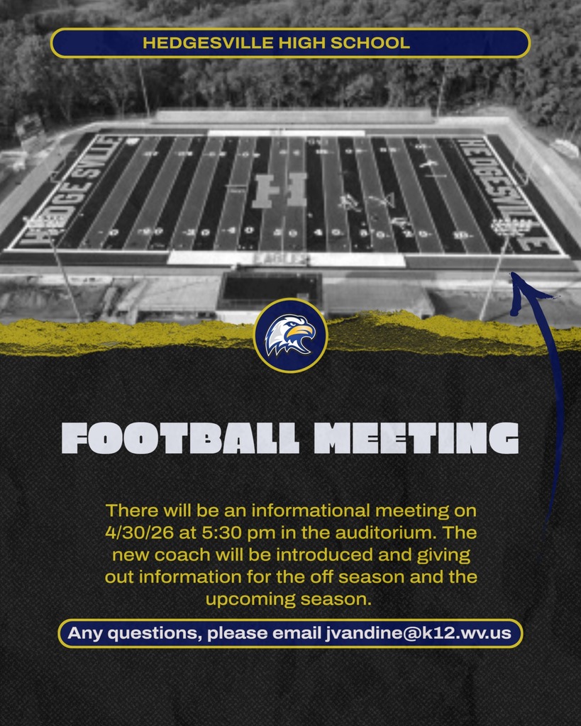 Football Meeting 4/30/26 at 5:30 in the auditorium