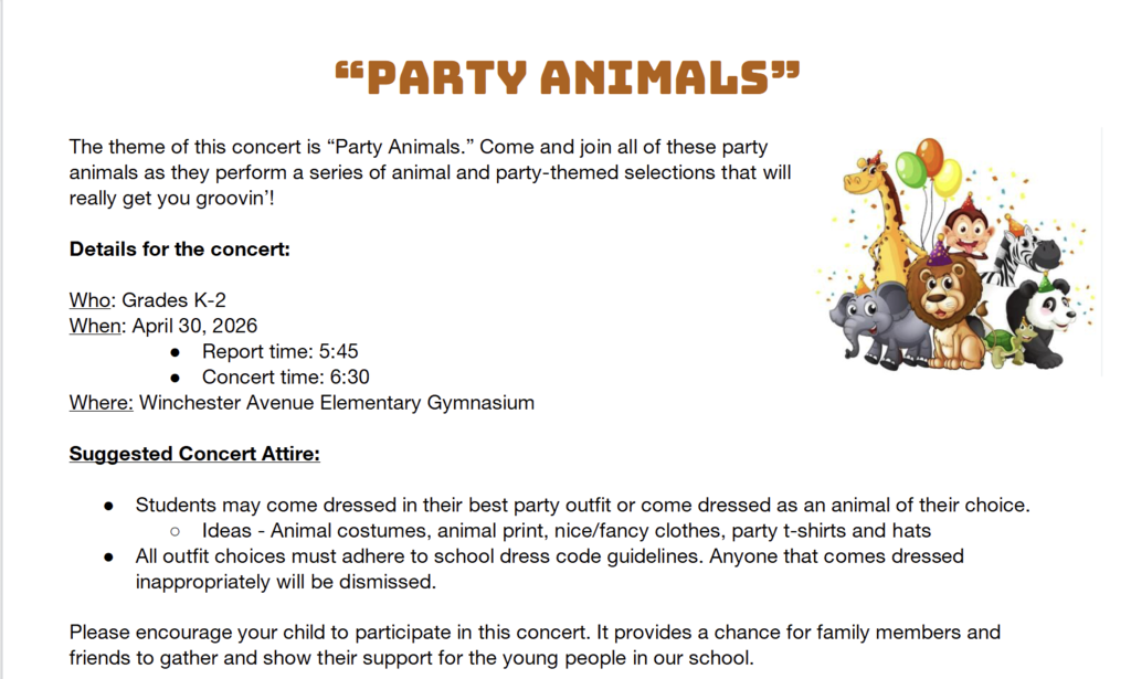 Spring Concert -April 30th at 5:45pm