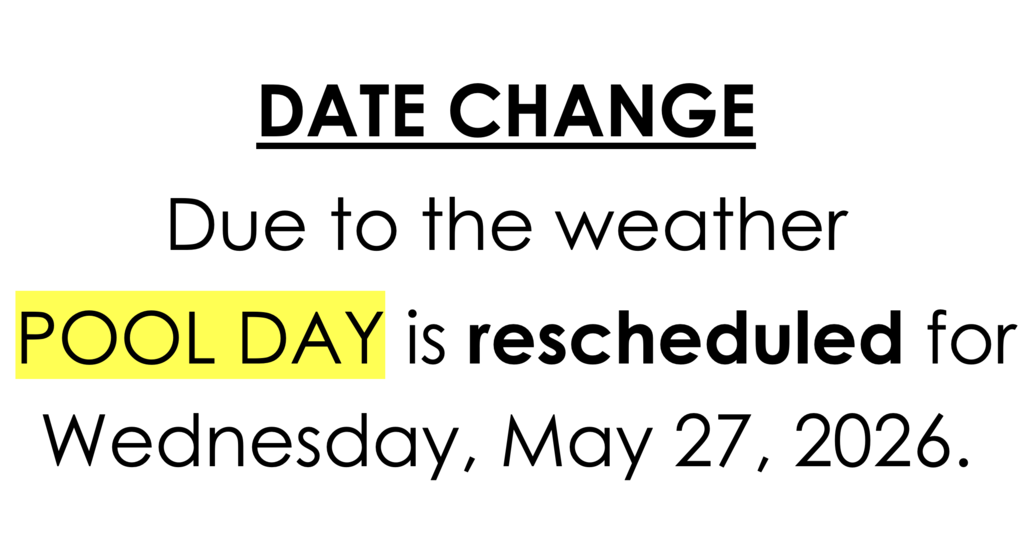 Pool date moved to Wed, May 27, 2026