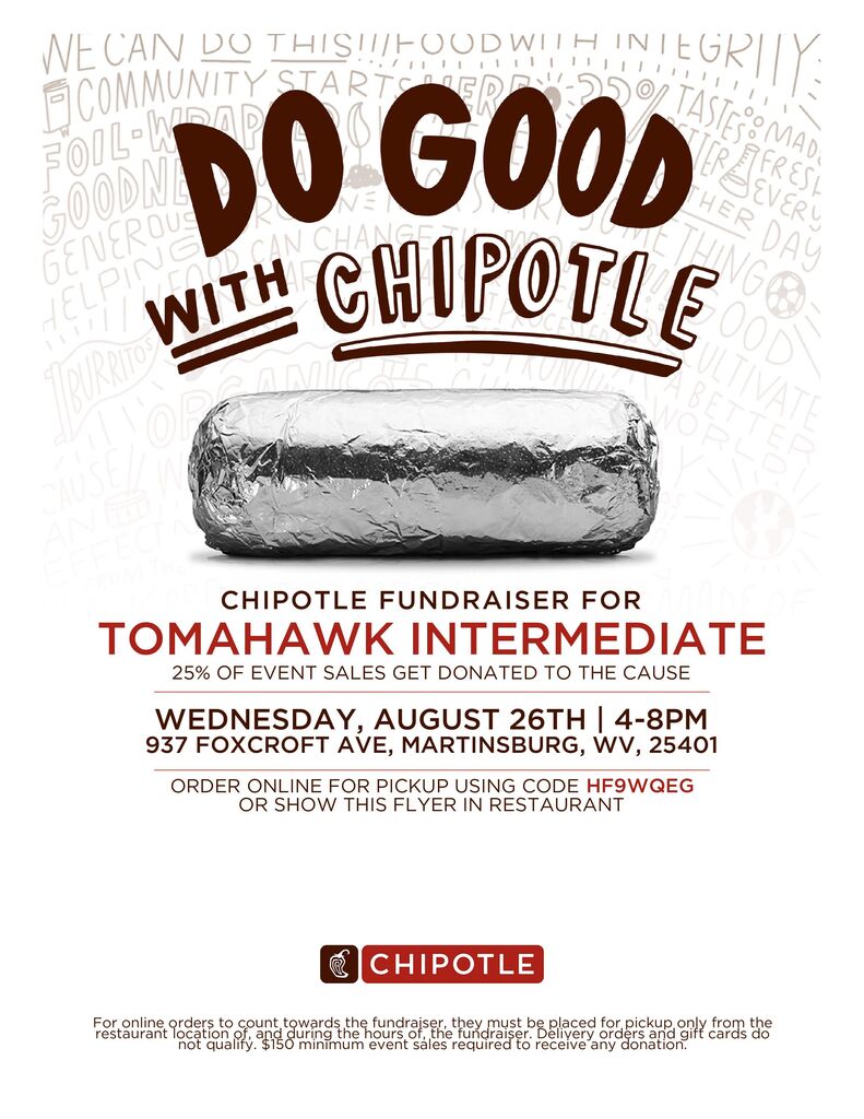 Chipotle flyer for tonight's spirit night!