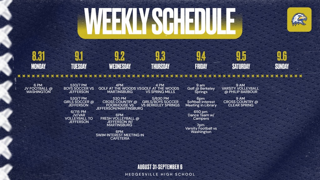 Weekly Schedule 8.31.26