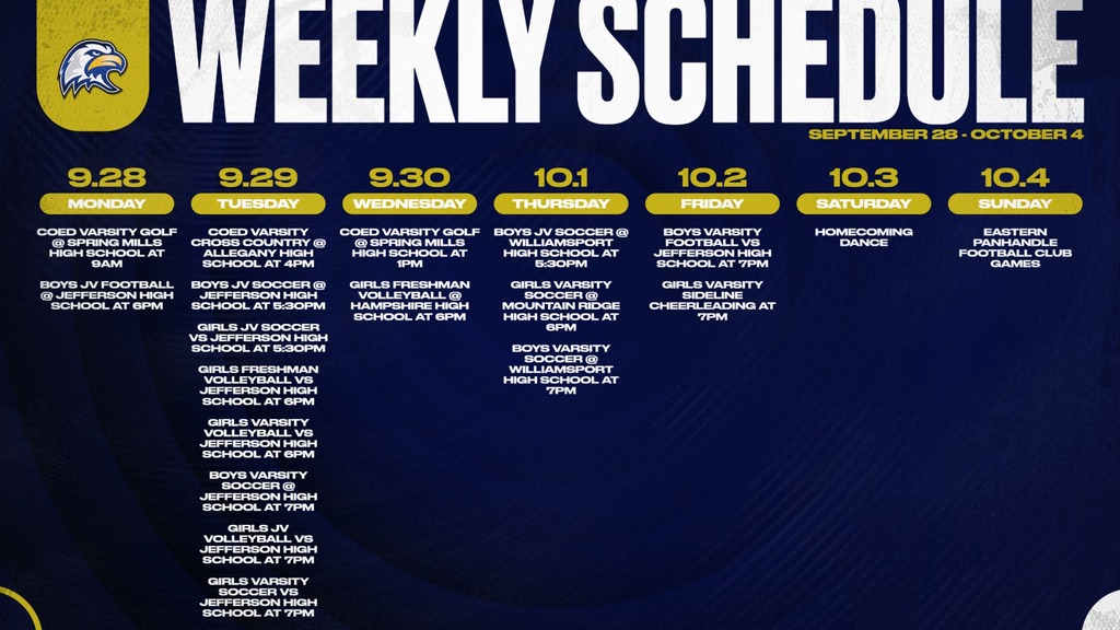 Weekly Schedule 10/28-10/4