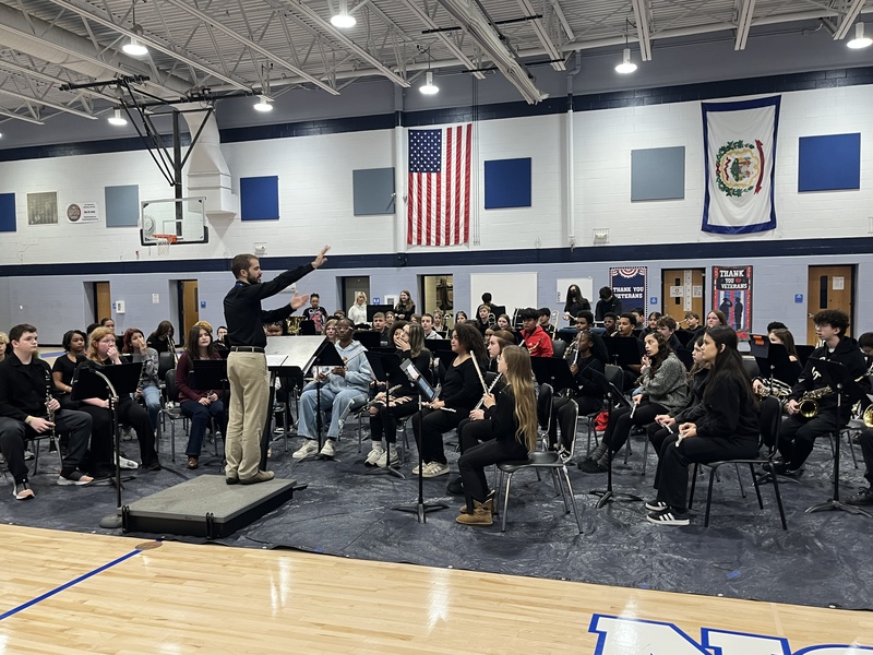 band playing a song during the Veterans Day assembly