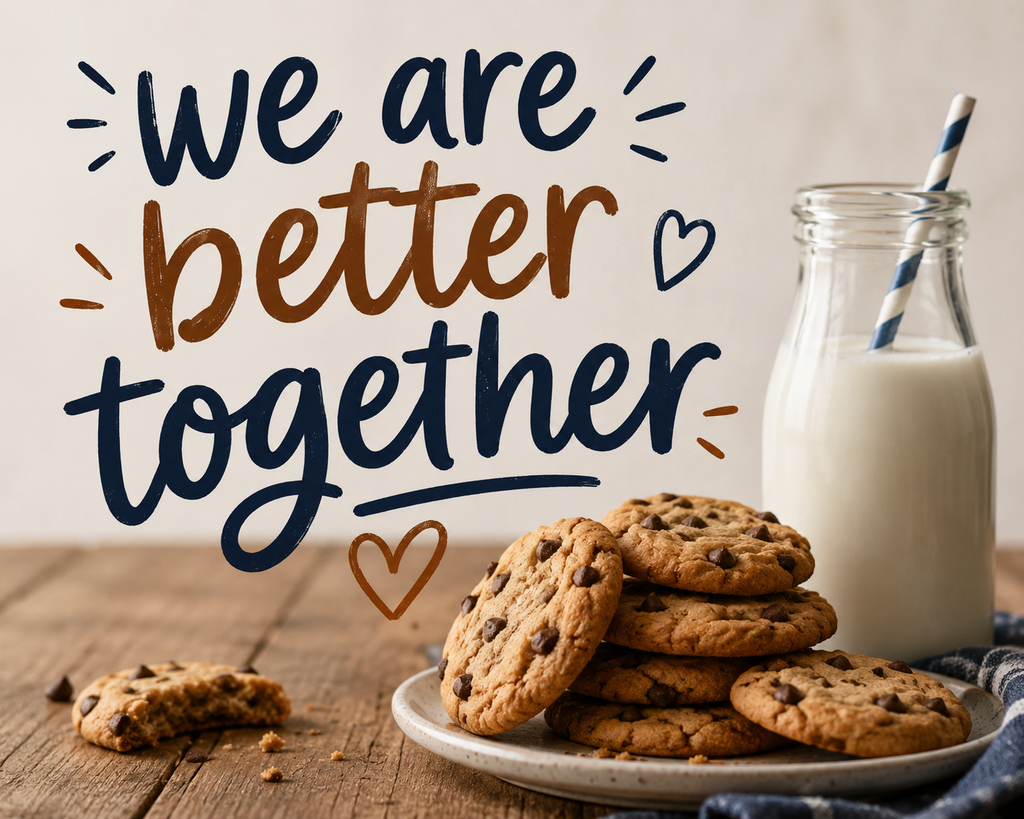 we are better together- milk and cookies