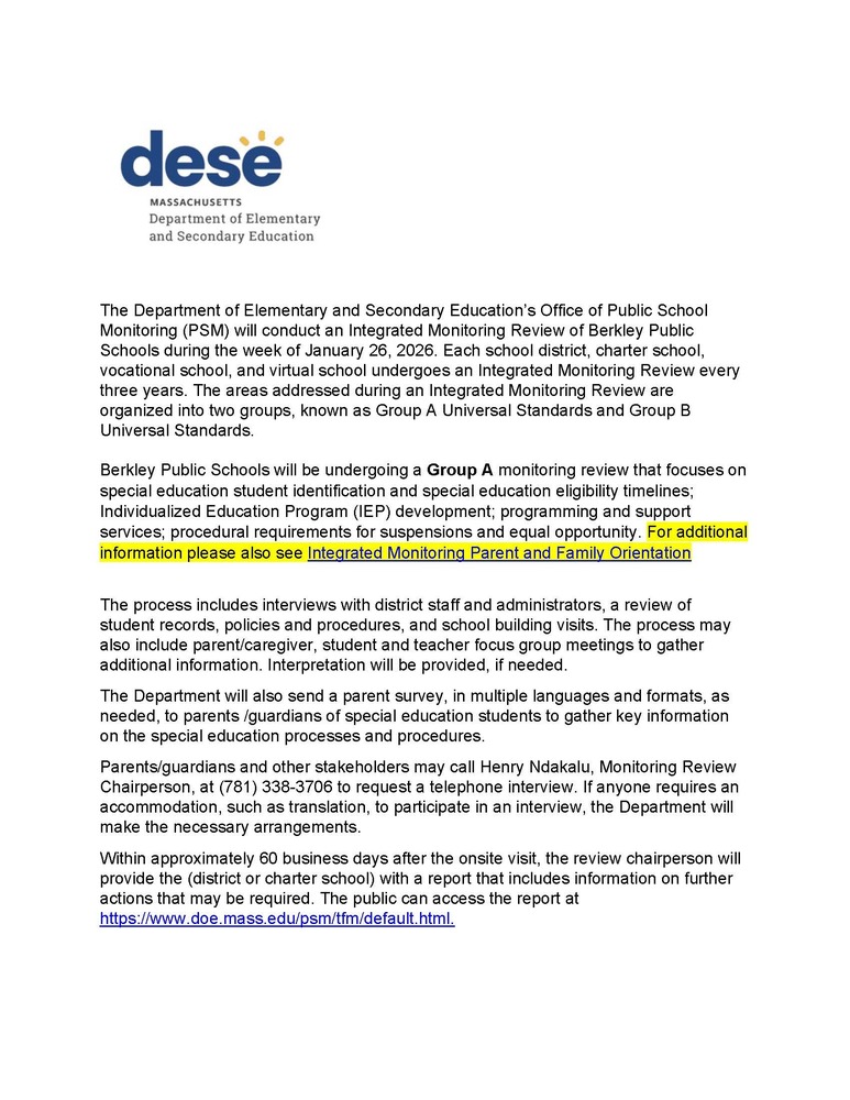 DESE PSM Notification