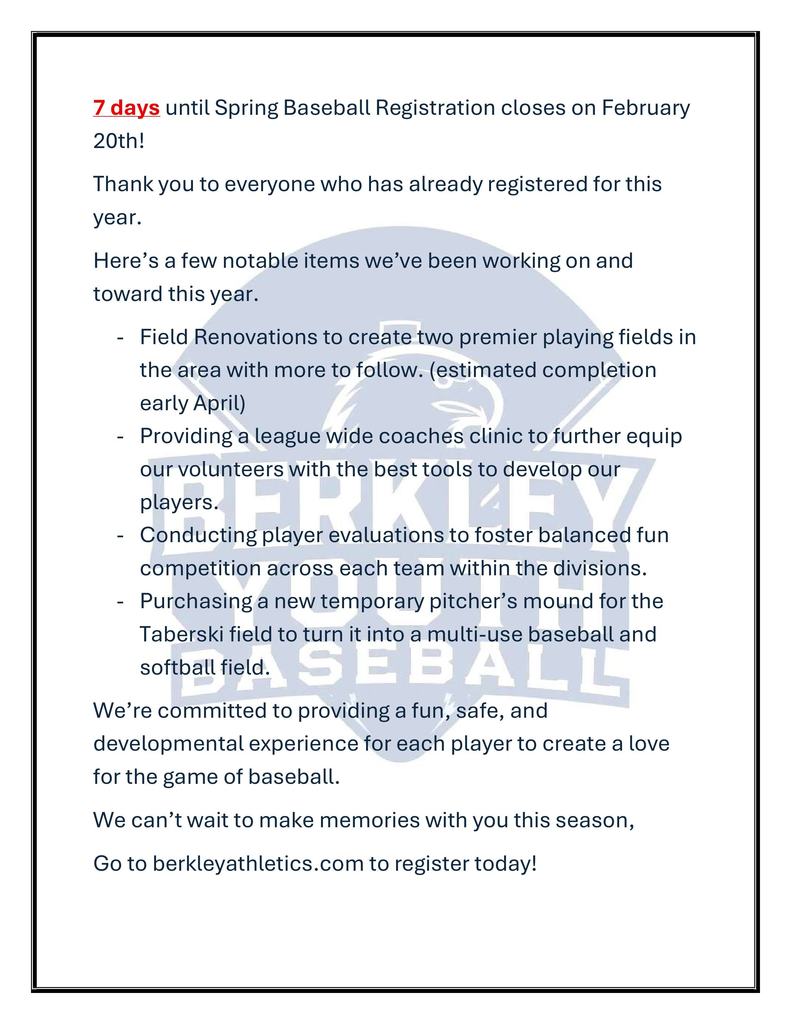 BAA Baseball Registration