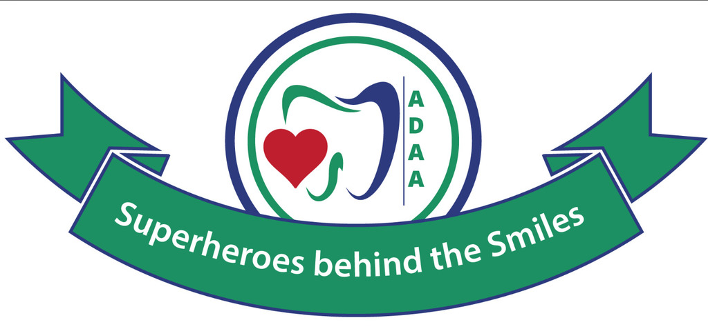 Graphic from the American Dental Assistants Association showing a tooth logo and green banner reading “Superheroes behind the Smiles.”
