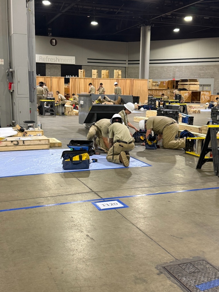 BCTC students work together on a construction task during the SkillsUSA national competition in Atlanta.