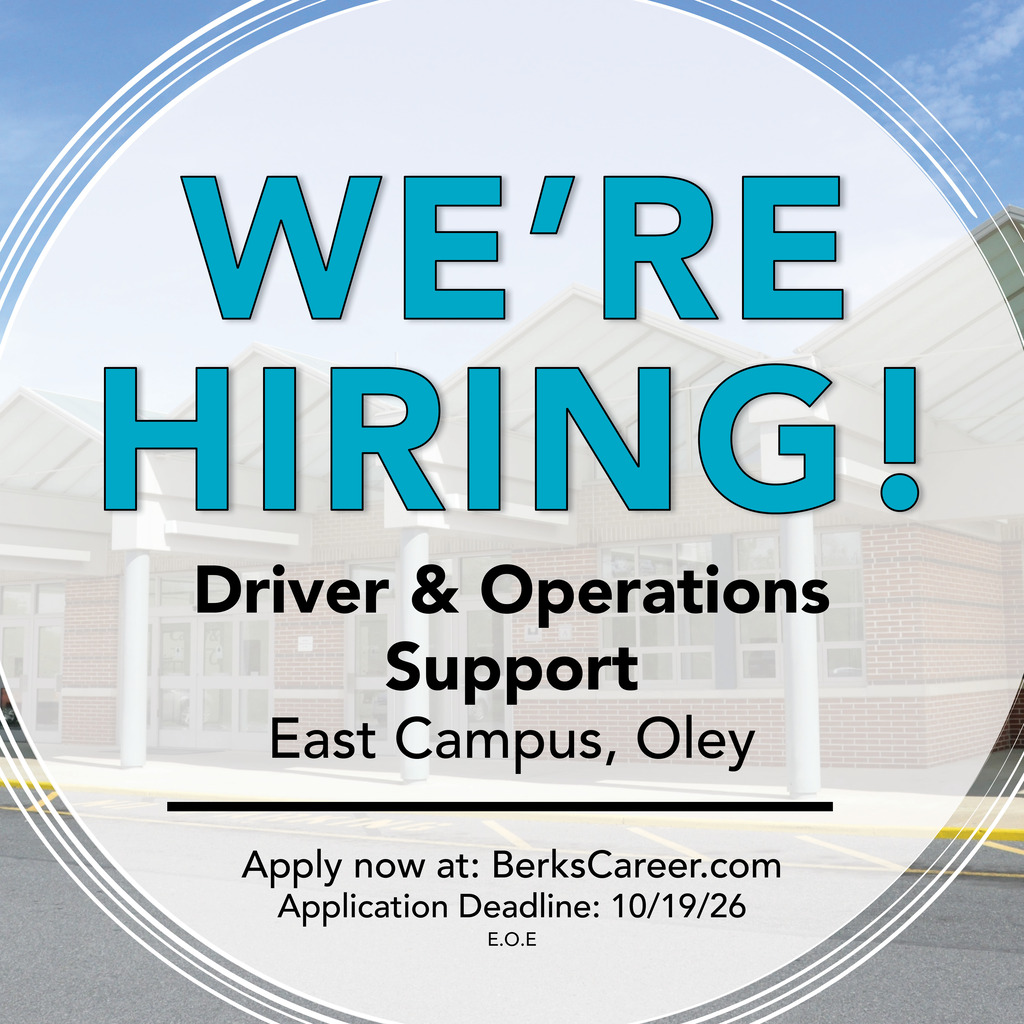 A hiring notice for driver and operations support. Location: East Campus, Oley. Application deadline: October 19, 2026.