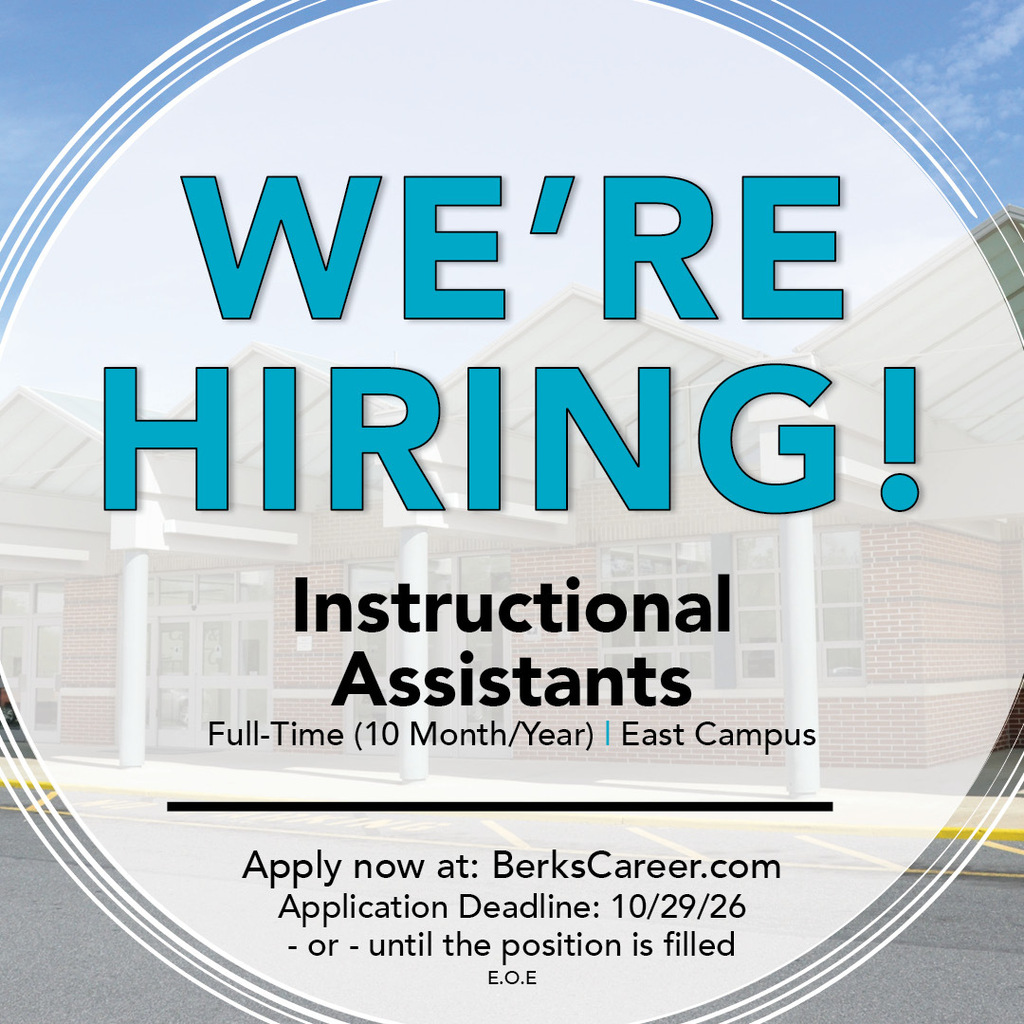 A hiring ad for instructional assistants at an East Campus location. The background shows a road with a building.