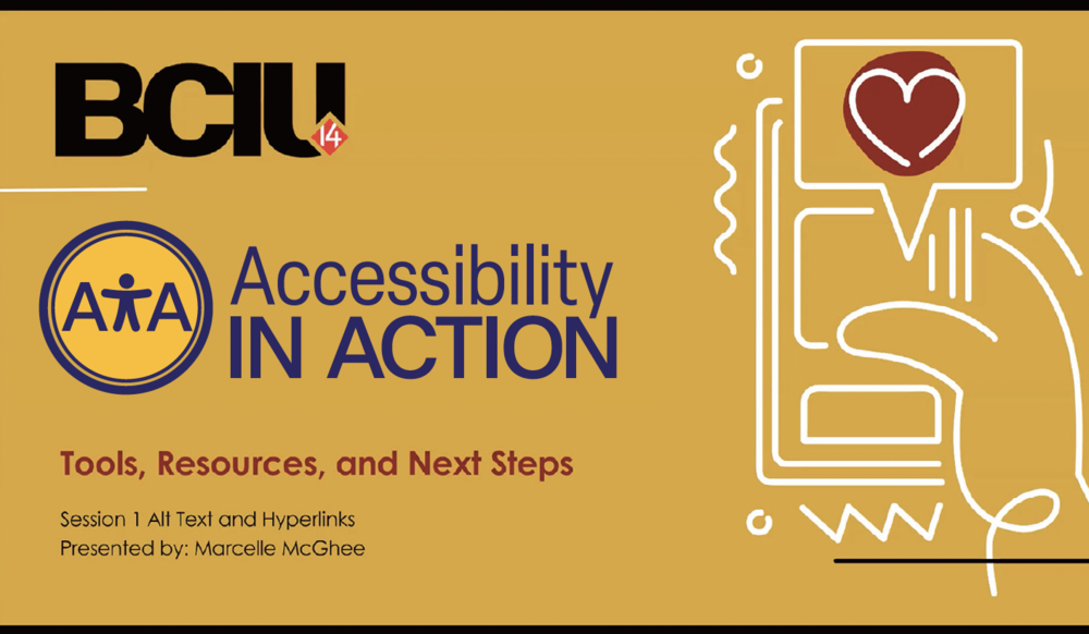 Accessibility in Action Cover Slide for Session 1 Alt Text and Hyperlinks