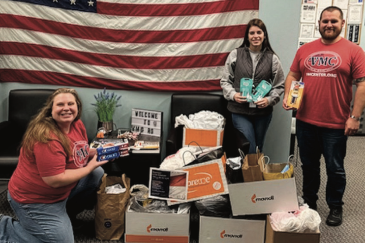 team members with packages