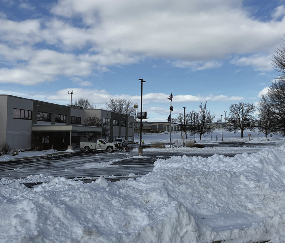Snow outside of the BCIU Main Office building