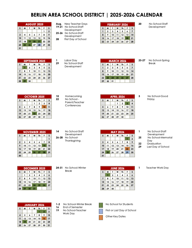2025-2026 Academic Calendar | Clay Lamberton Elementary School