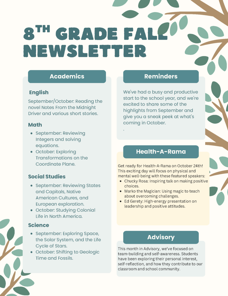8th-grade Newsletter (October)