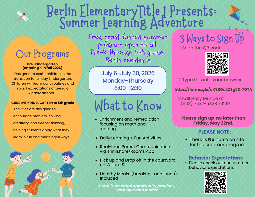 Title 1 Summer Learning Adventure Flyer