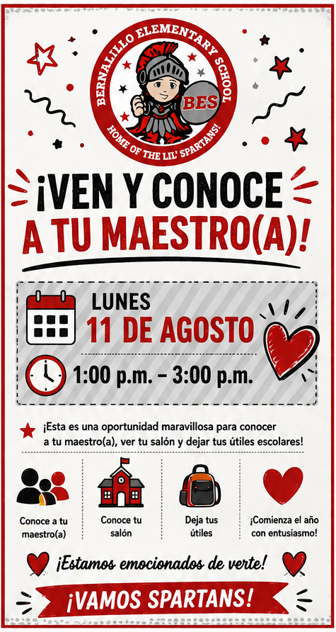 Ven a conocer a tu profesor el 11 de agosto de 13:00 a 15:00.