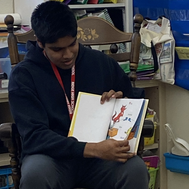 student reading