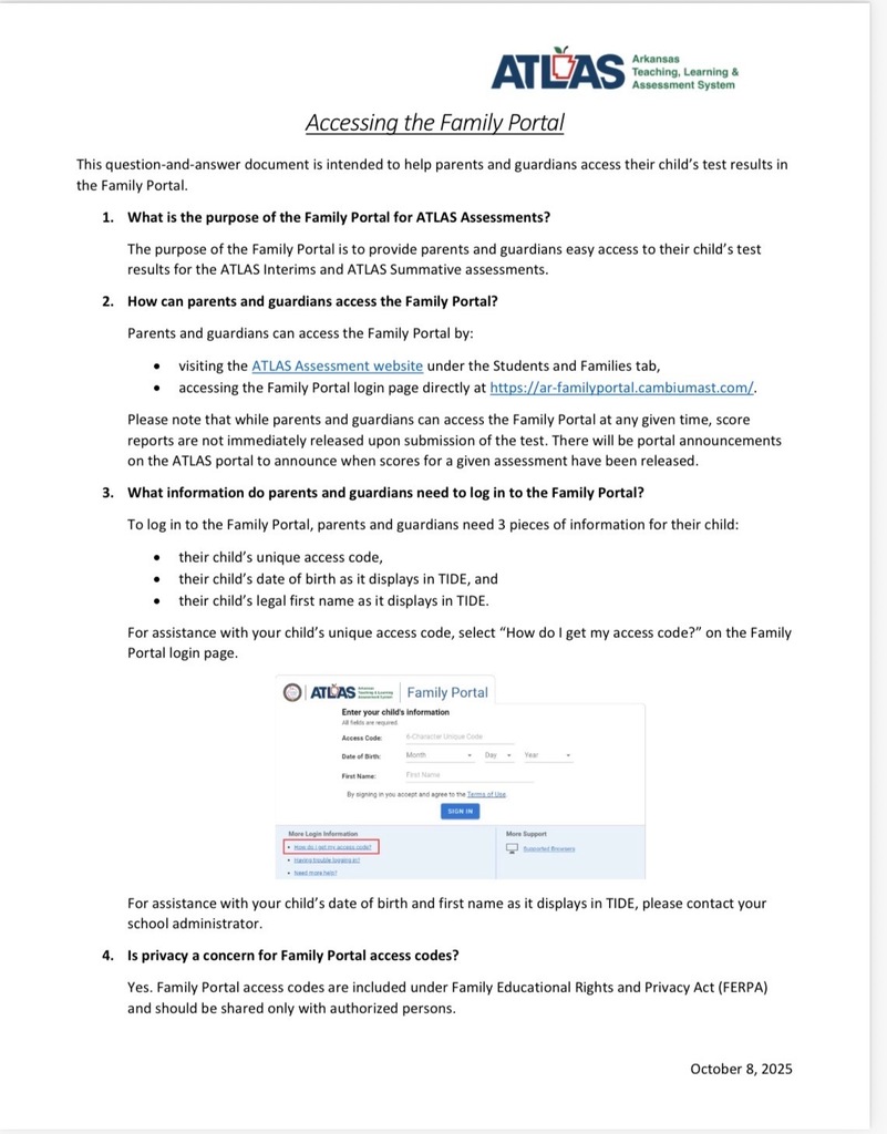 Accessing the ATLAS Family Portal