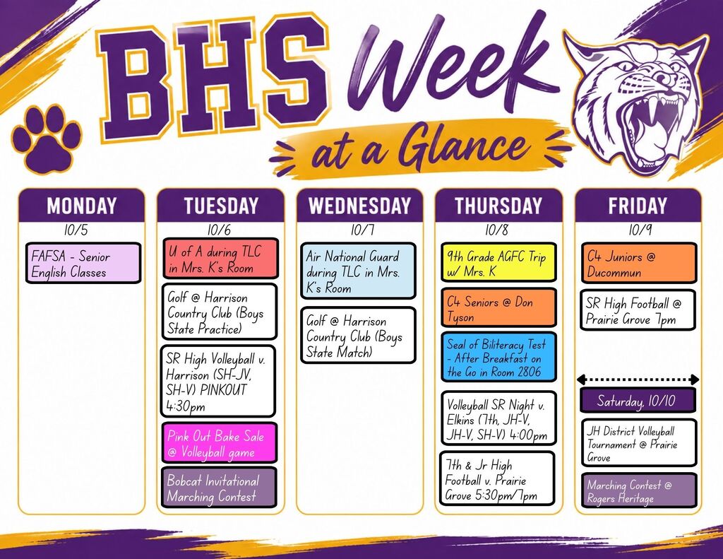 Week at a Glance for 10.5-10.9