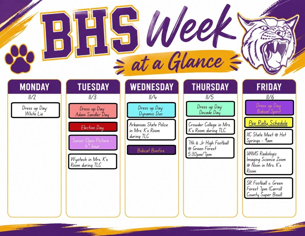Week at a Glance for 11.2-11.6