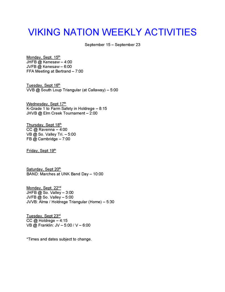weekly calendar