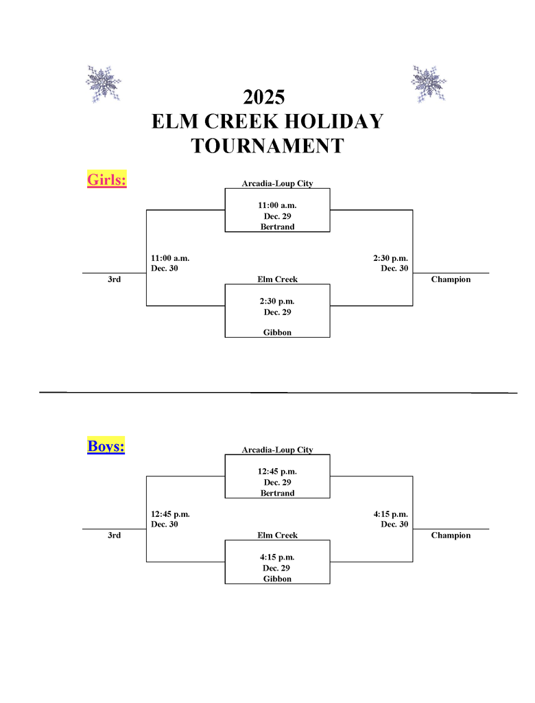 Elm Creek Holiday Tournament
