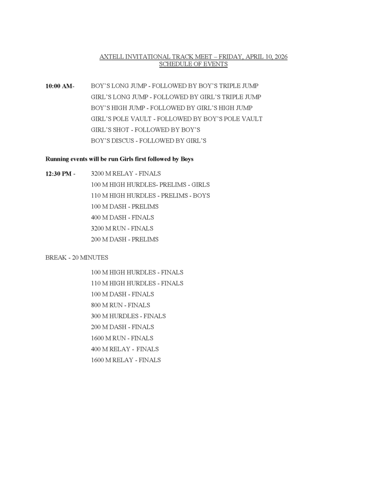Axtell Order of Events