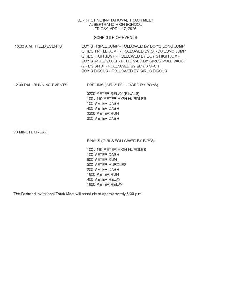 Bertrand Track Invite