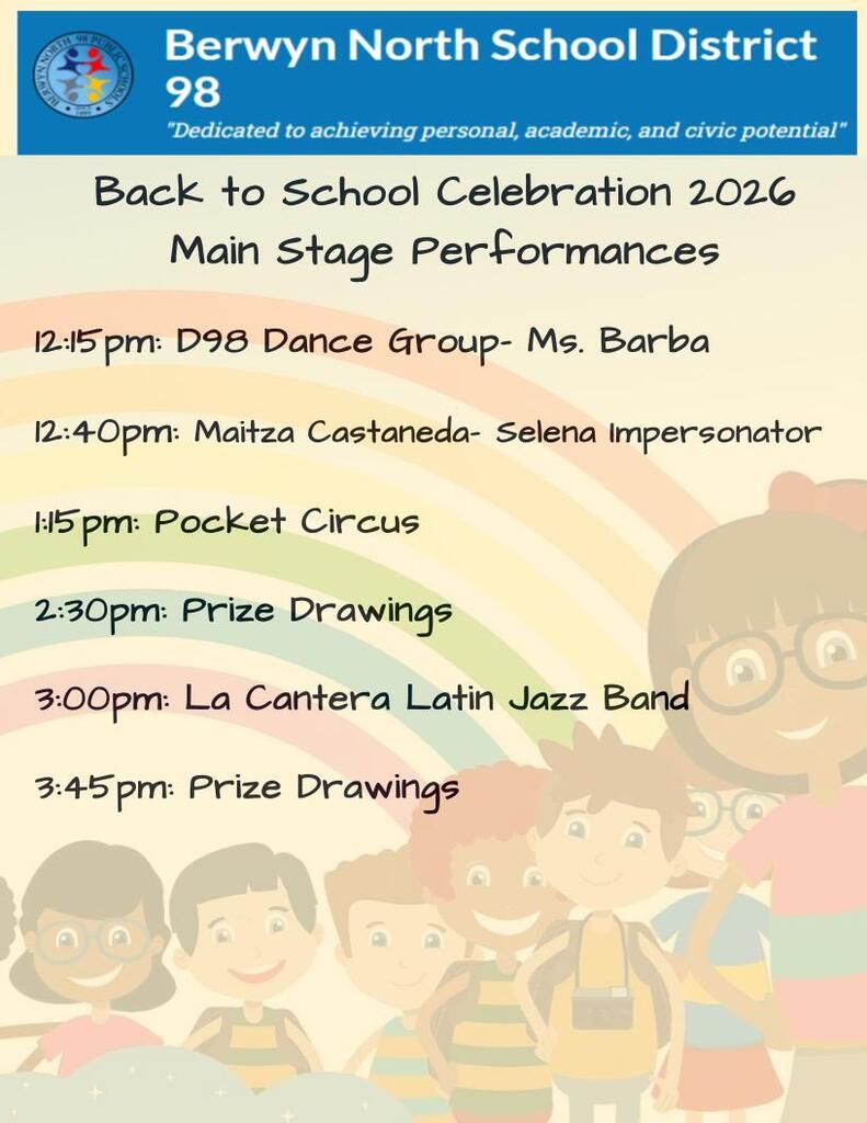 Back to School Celebration Performance Schedule