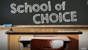 school of choice notice written on chalkboard