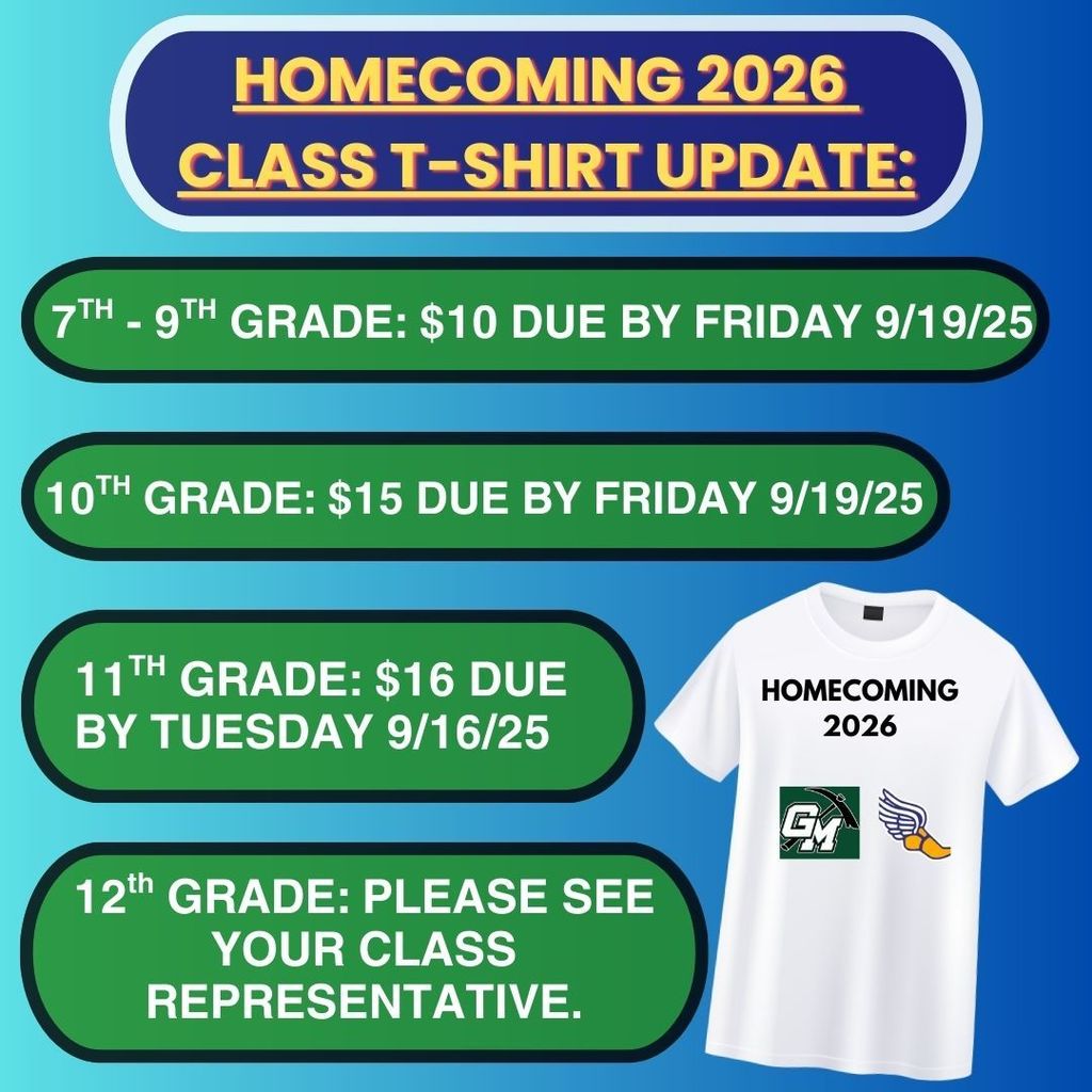 2026 Homecoming Class shirt information.