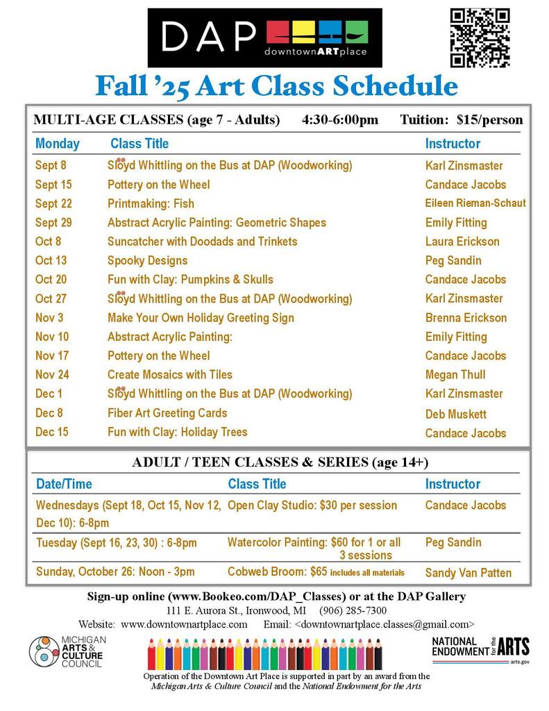 DAP Fall Schedule