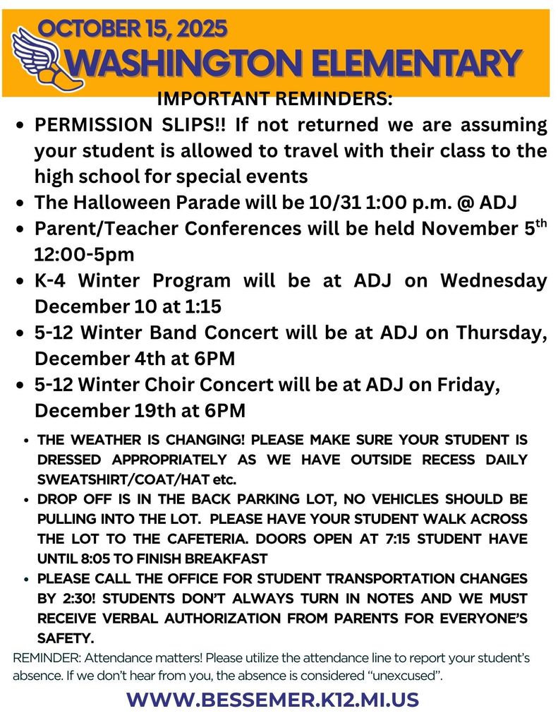 Important Dates/Reminders