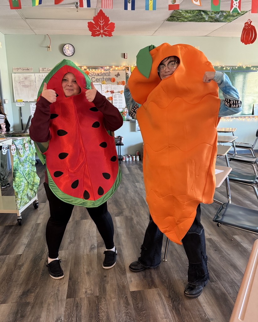 Abby and Jasmine went all out to demonstrate healthy eating habits during Miss Leslie's health class lesson.