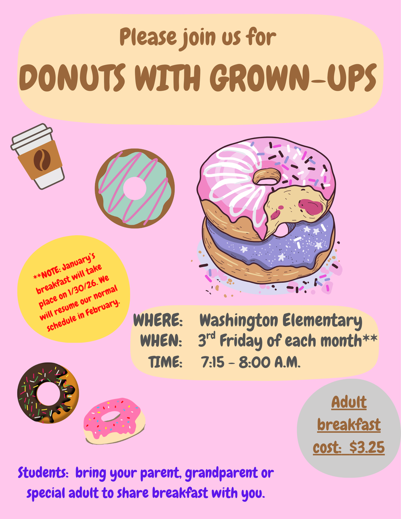 flyer advertising monthly Donuts w/Grown-Ups event