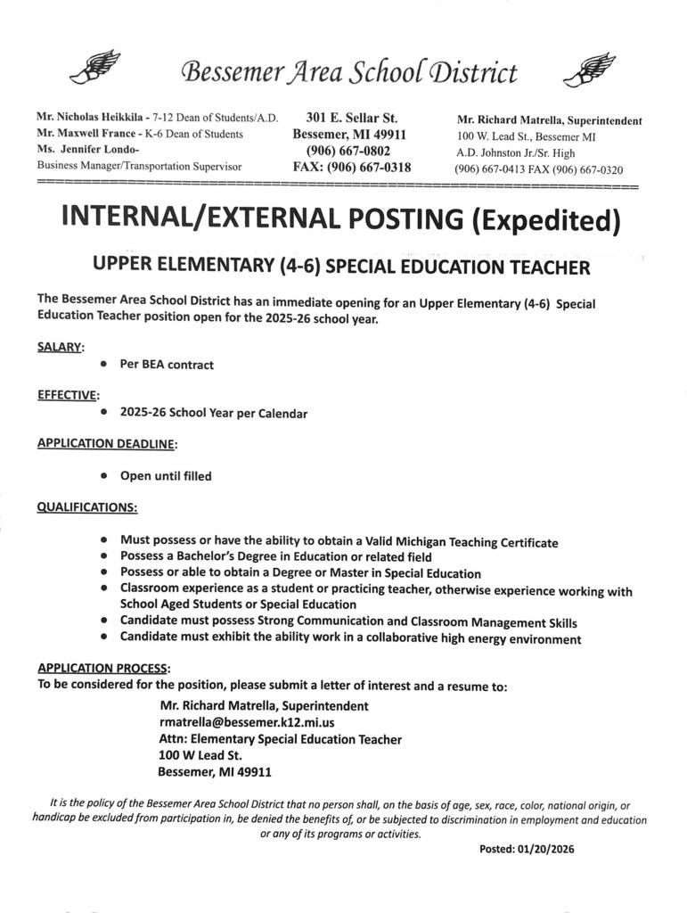 Special Education Teacher job posting